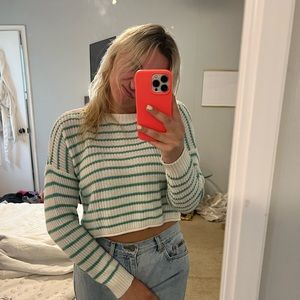 Teal and White Striped Wild Fable Sweater